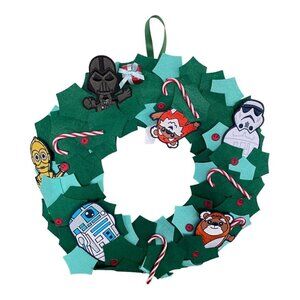 Disney Parks Star Wars Characters Holiday Christmas Door Wreath Decor Ewoks R2D2